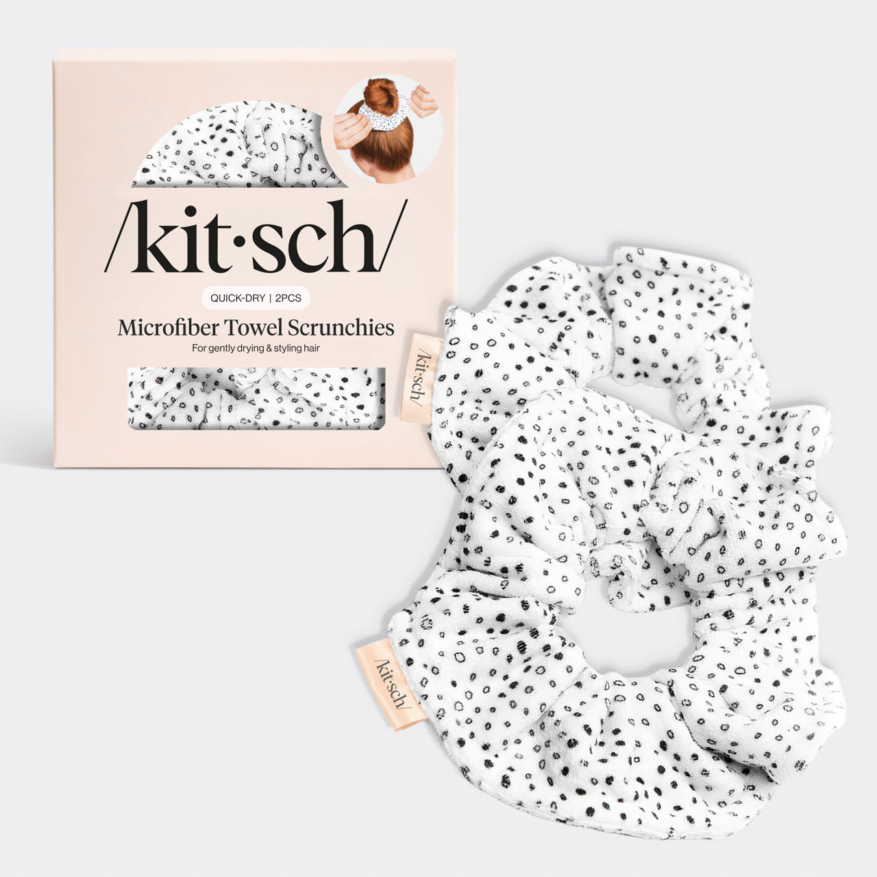 ✨ Must Have | Micro Dot Microfiber Quick-Dry Towel Scrunchies 2pc Set - Premium Quality