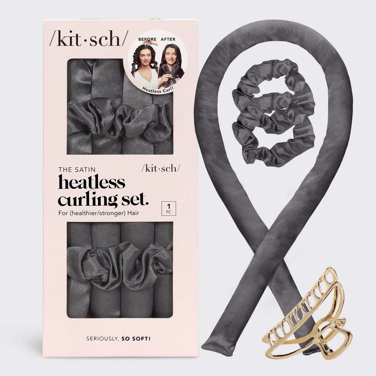 ⏳ Limited Edition | Charcoal Satin Heatless Hair Curler Bundle - 60% Off