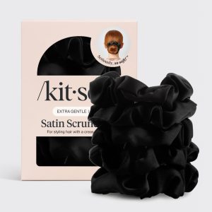 ✨ Must Have | Black Satin Sleep Scrunchies 5pc Set - 60% Off