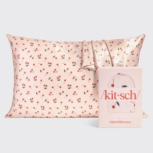 ⭐ Top Rated | Satin Pillowcase in Cherry Print 2 Pack - Special Deal Today
