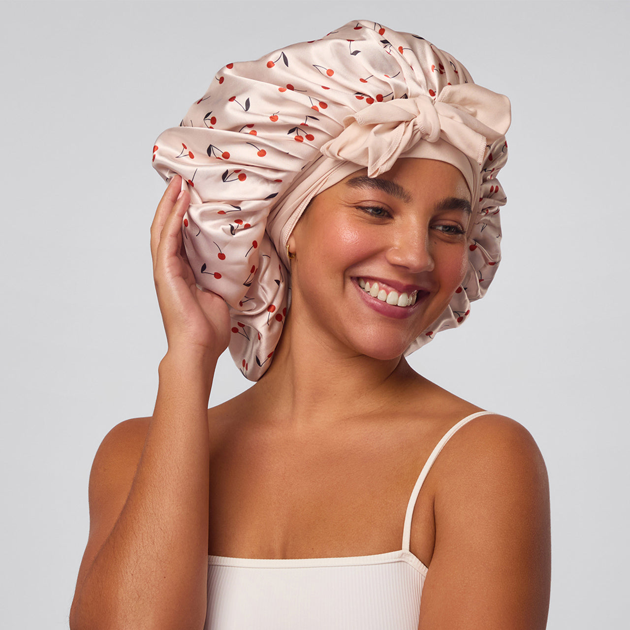 💎 Premium | Cherry Print Oversized Satin Bonnet - Special Deal Today - Image 2