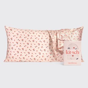 ⭐ Top Rated | Satin Pillowcase in Cherry Print 2 Pack - King - Premium Quality