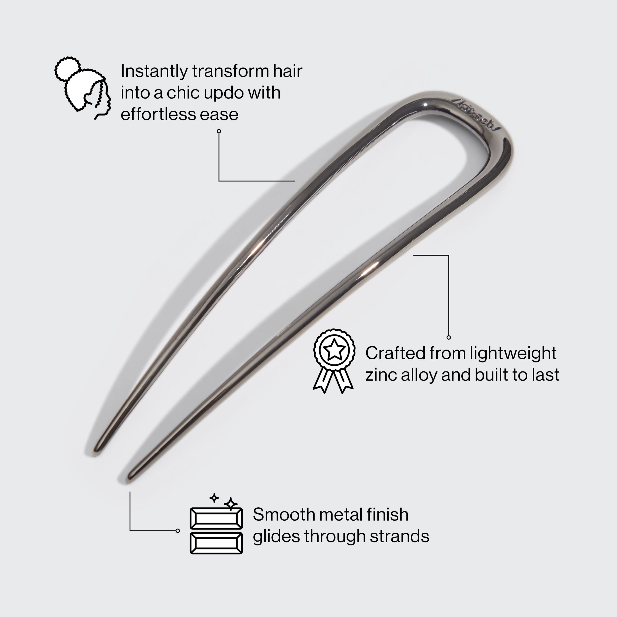 ⭐ Top Rated | Hematite French Hair Pin - Free Shipping - Image 2