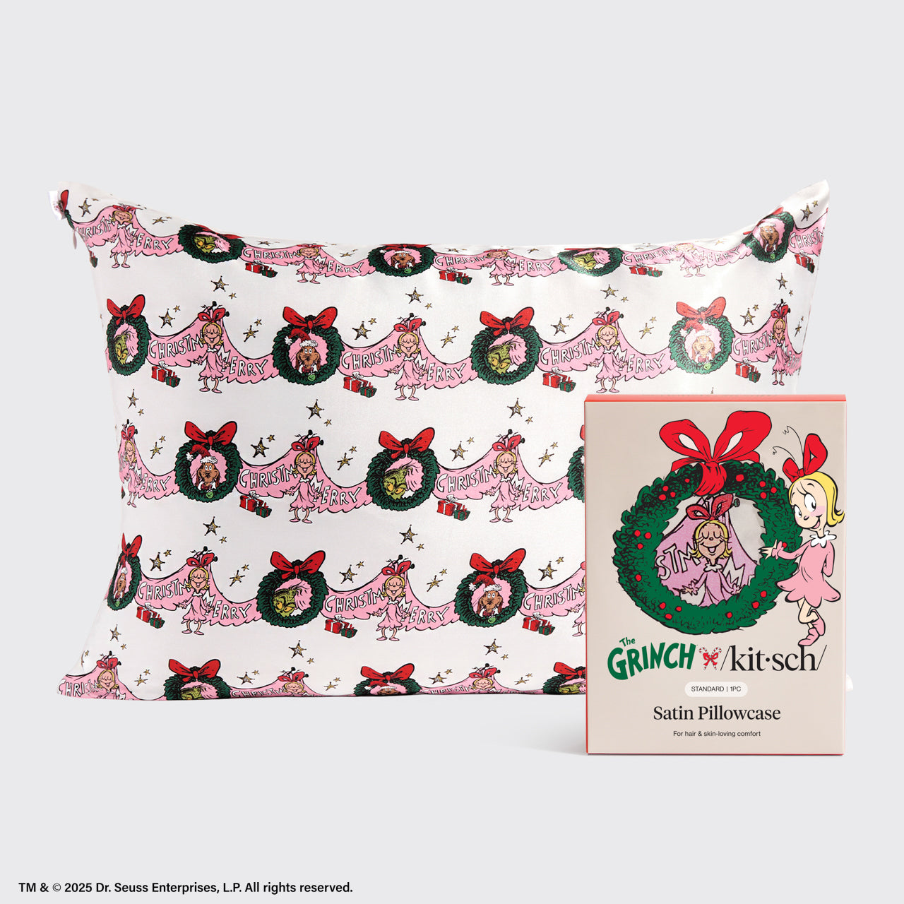 ✨ Must Have | The Grinch x Kitsch Satin Pillowcase in Cindy Lou Who - Special Deal Today