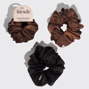 🏆 Best Seller | Black & Chocolate Oversized Scrunchies - Fast Delivery