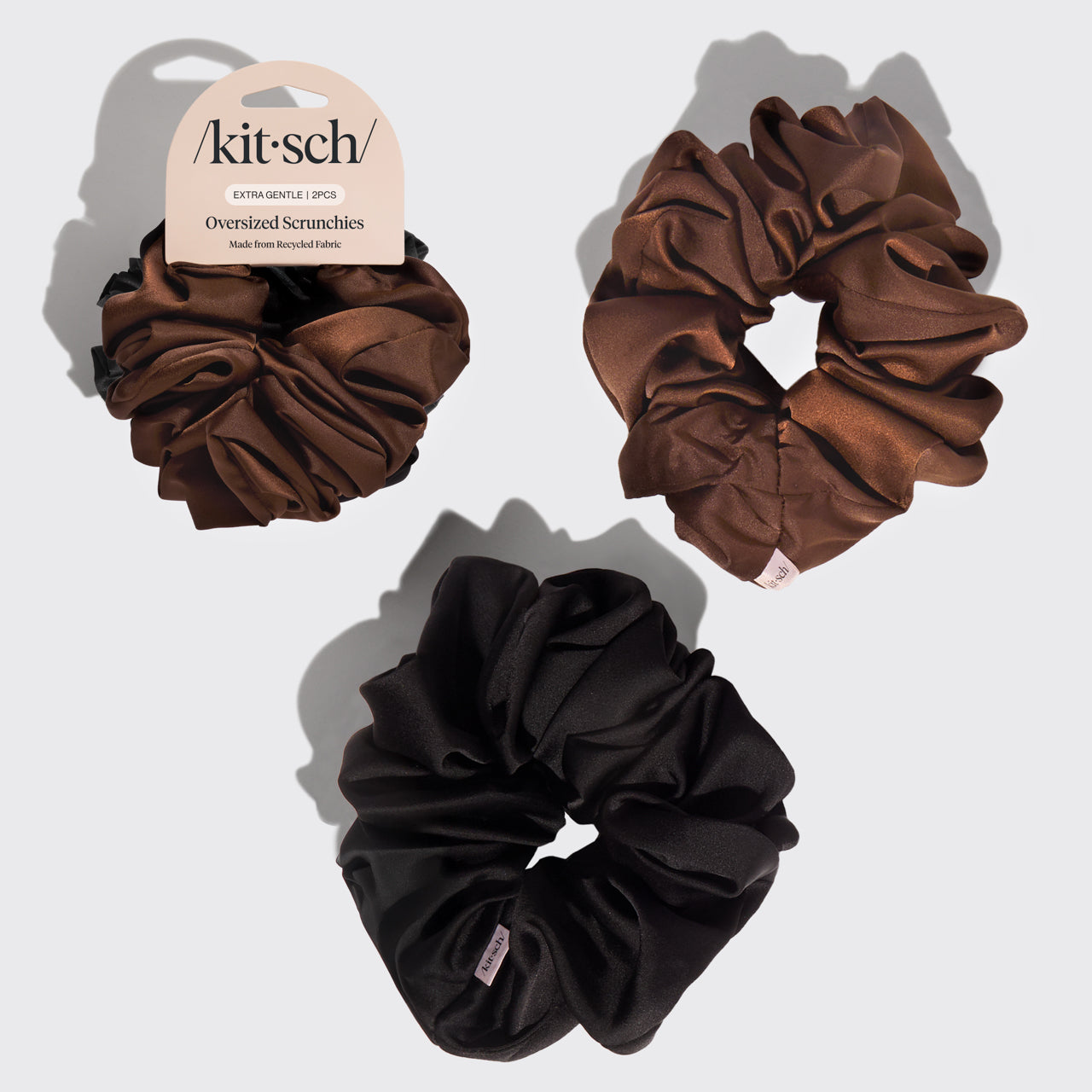 🏆 Best Seller | Black & Chocolate Oversized Scrunchies - Fast Delivery