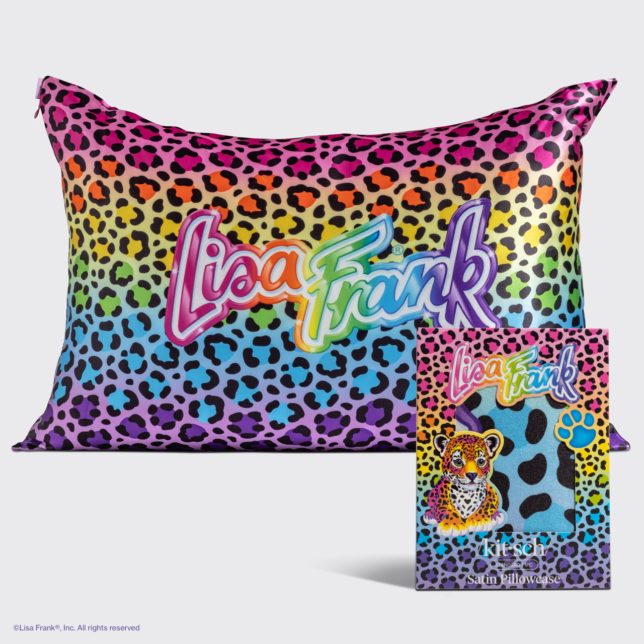 🔥 Hot Sale | Lisa Frank x Kitsch Satin Pillowcase in Rainbow Leopard - Fast Delivery