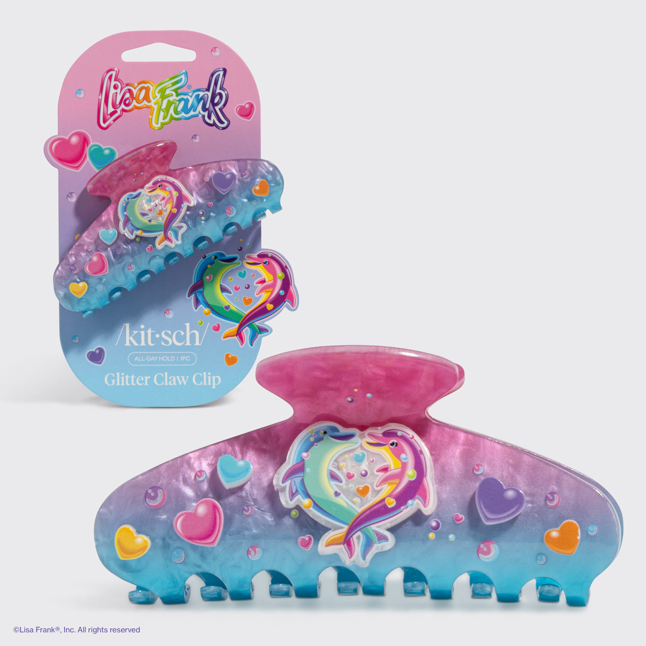 ⭐ Top Rated | Lisa Frank x Kitsch Glitter Claw Clip in Dancing Dolphins - Free Shipping