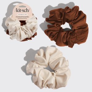 ⭐ Top Rated | Cream & Camel Oversized Scrunchies - Premium Quality