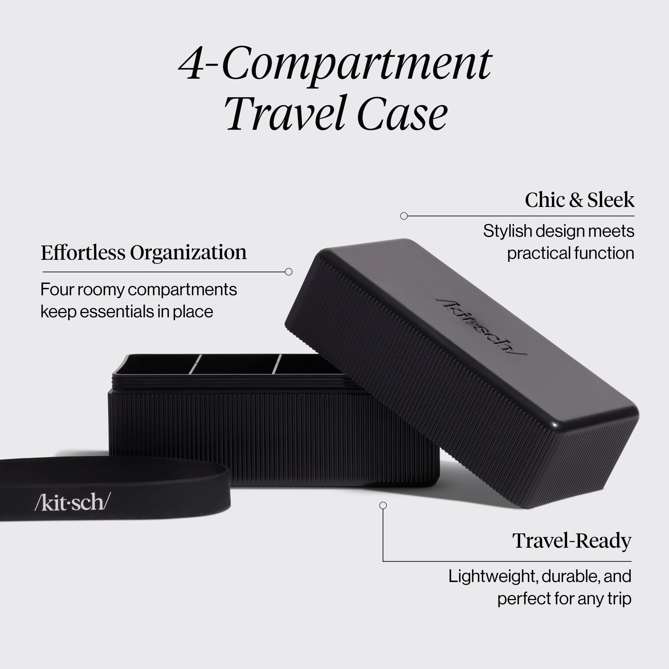 ✨ Must Have | 4-Compartment Travel Case - Black - 60% Off - Image 2