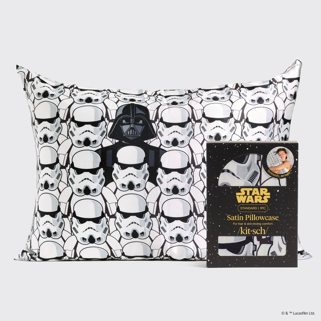 💎 Premium | Star Wars & Kitsch Satin Pillowcase in Darth Vader & Stormtroopers 4 Pack - Special Deal Today