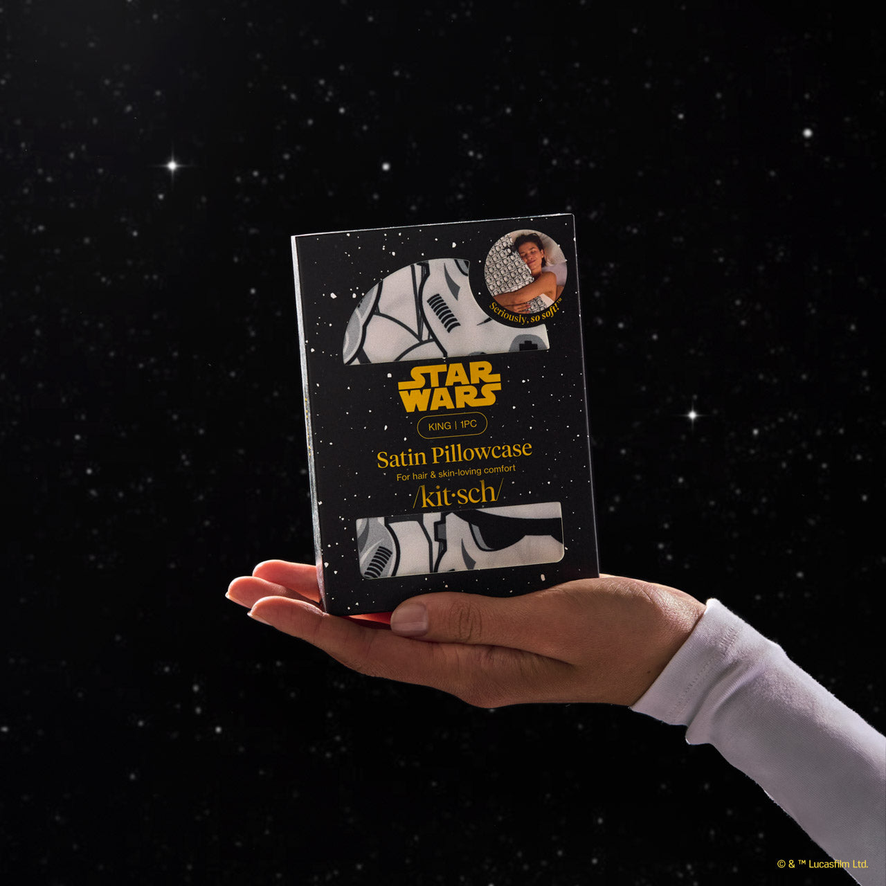 🏆 Best Seller | Star Wars & Kitsch Satin Pillowcase in Darth Vader & Stormtroopers 2 Pack - King - 60% Off - Image 5