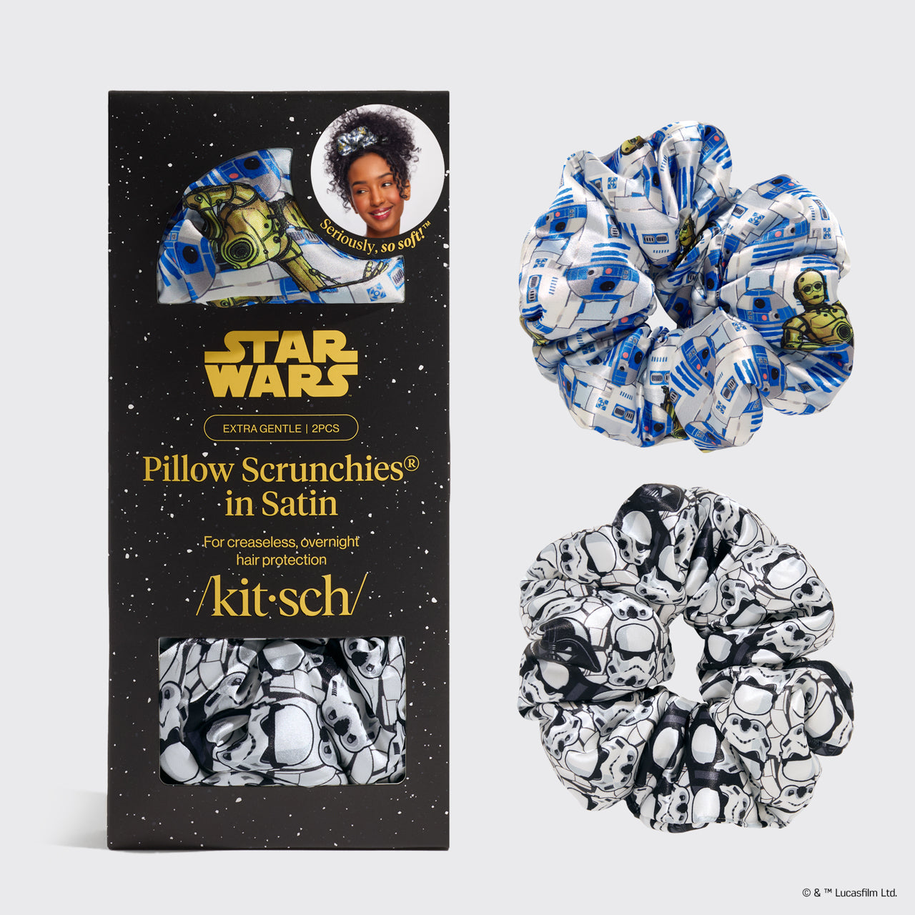 ✨ Must Have | Star Wars & Kitsch Satin Pillow Scrunchies in R2-D2 & Stormtroopers - Special Deal Today