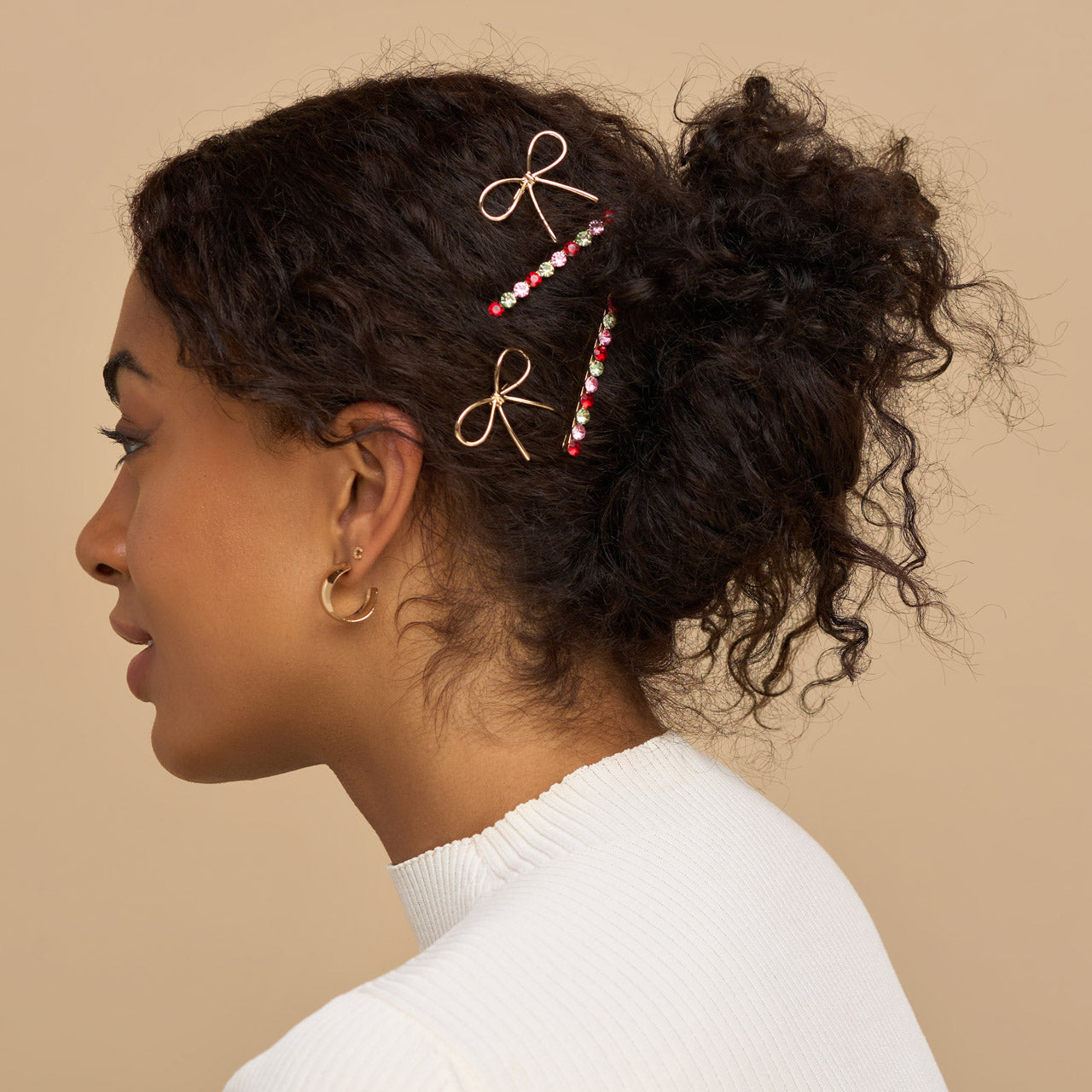 ⏳ Limited Edition | Red, Pink, & Green Gemstone and Bow Bobby Pins - Fast Delivery - Image 2