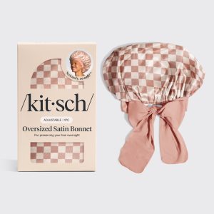 💎 Premium | Terracotta Checker Oversized Satin Bonnet - Free Shipping