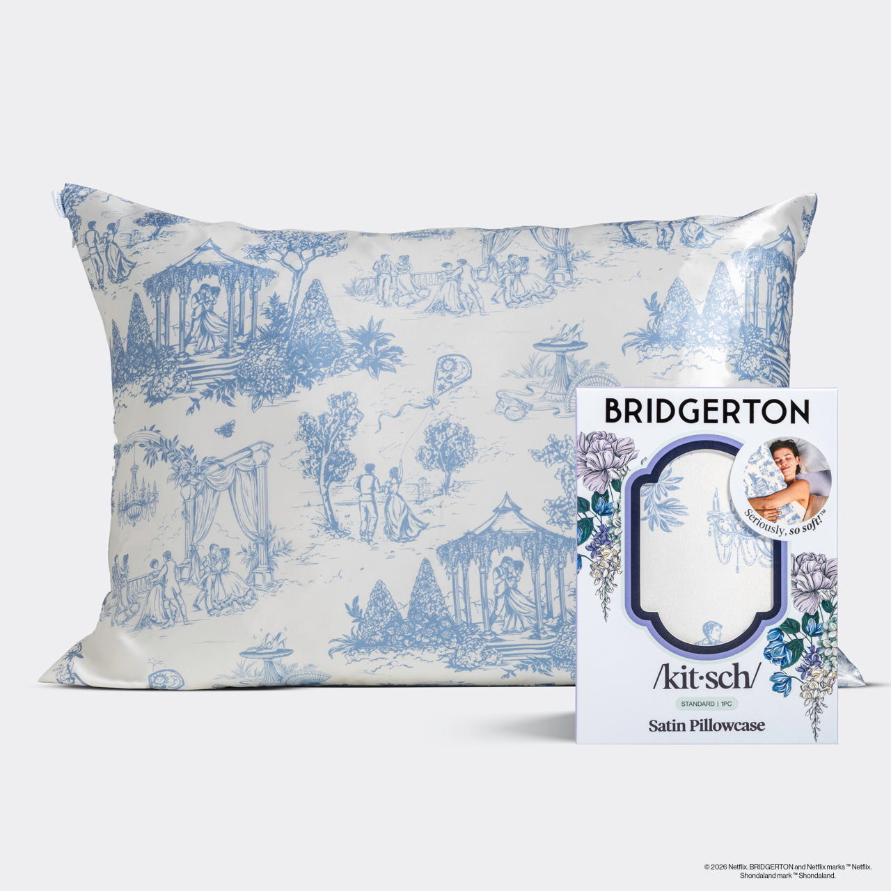 ✨ Must Have | Bridgerton x Kitsch Satin Pillowcase in Garden Toile - 60% Off
