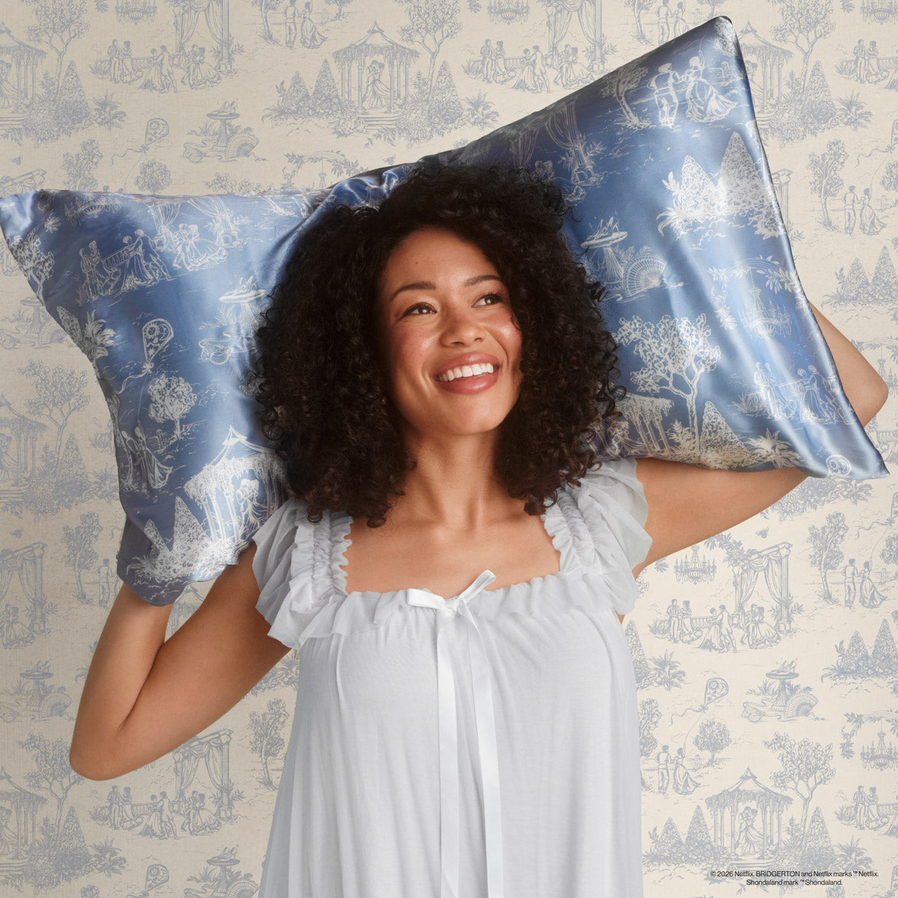 ✨ Must Have | Bridgerton x Kitsch Satin Pillowcase in Garden Toile 2 Pack - King - Premium Quality - Image 4