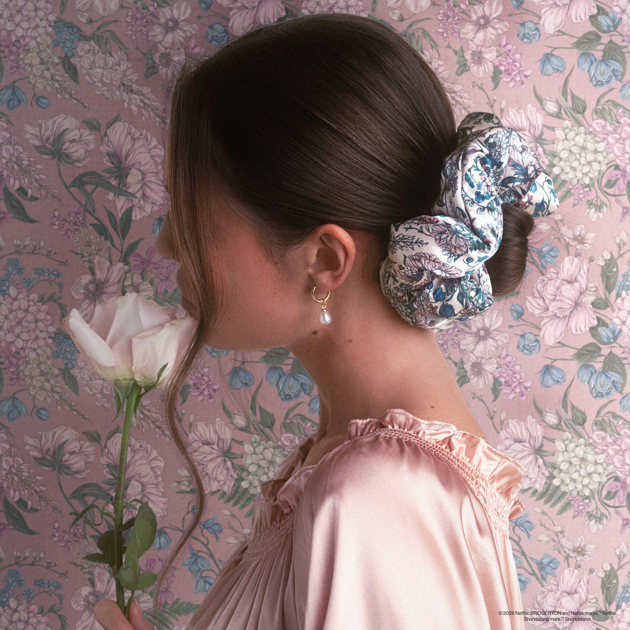 ✨ Must Have | Bridgerton x Kitsch Satin Pillow Scrunchies in Toile in Bloom - Premium Quality - Image 4