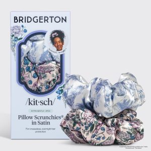 ✨ Must Have | Bridgerton x Kitsch Satin Pillow Scrunchies in Toile in Bloom - Premium Quality