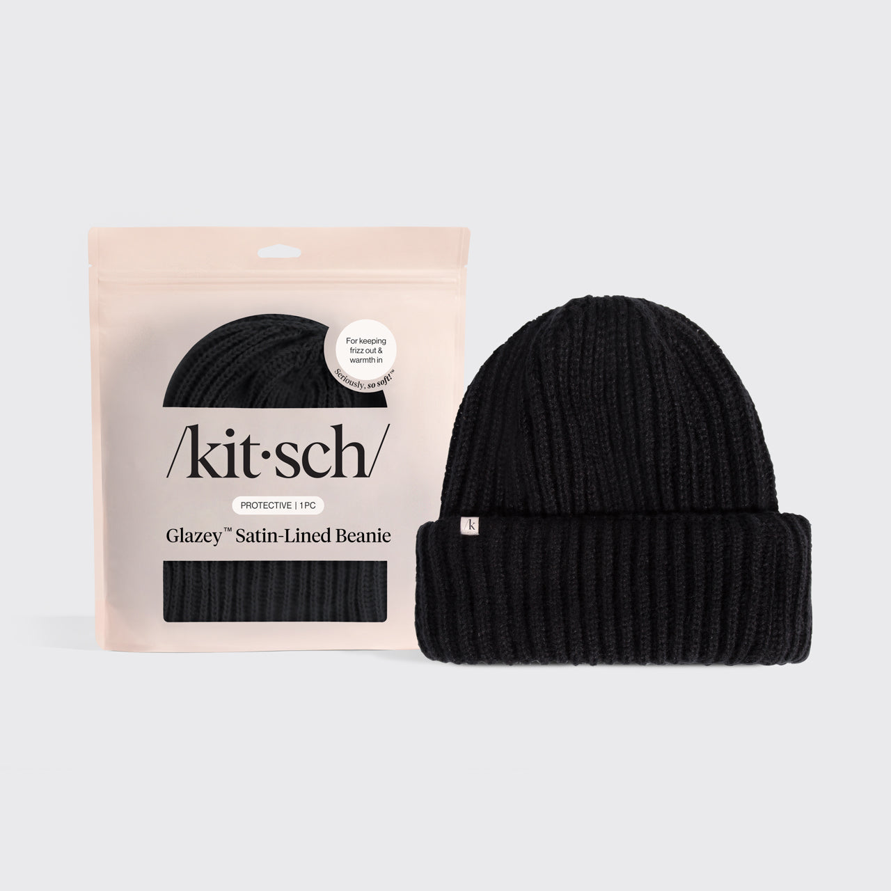 π Premium | Glazey Satin-Lined Beanie in Black - Premium Quality