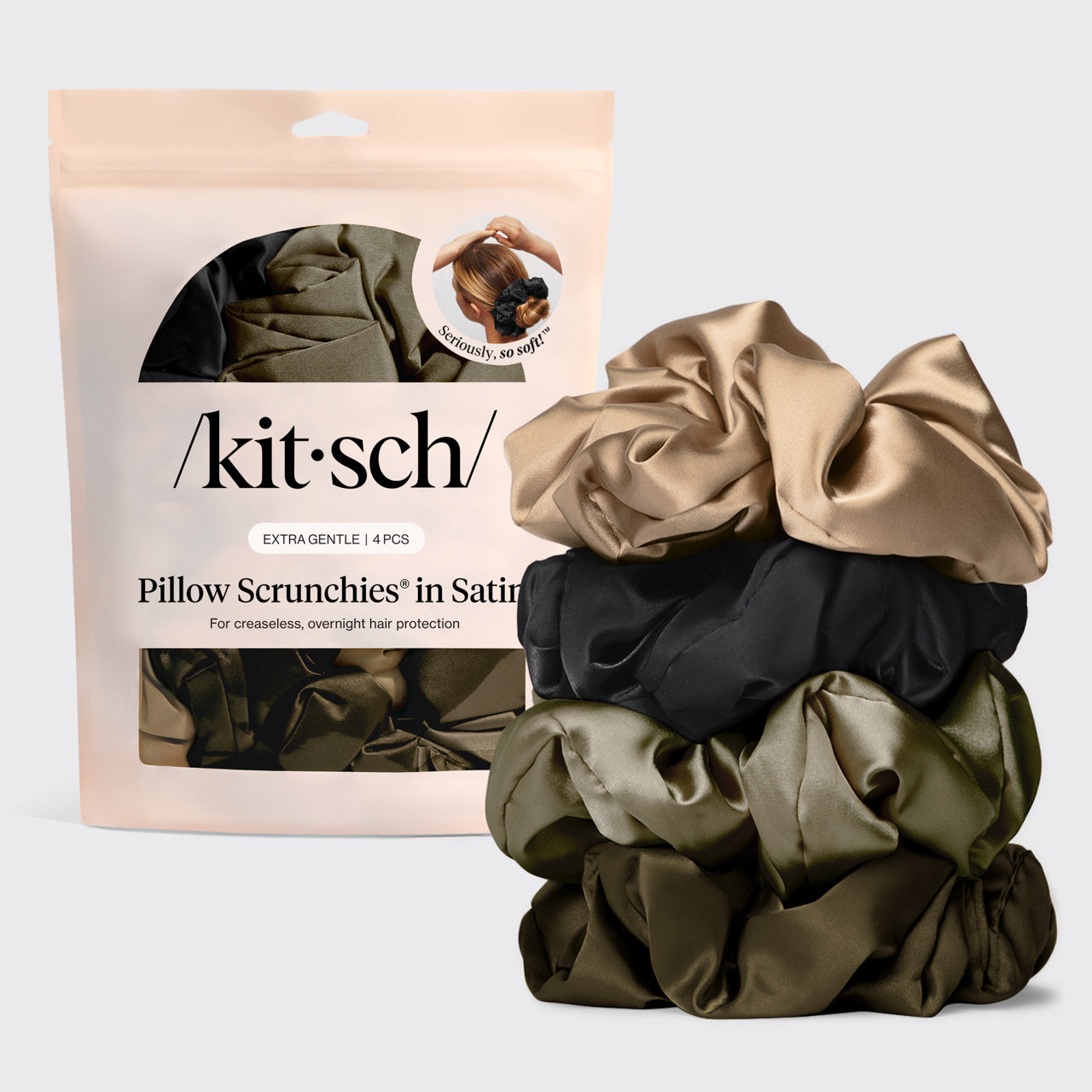 ๐ Premium | Black Satin Pillow Scrunchies - Fast Delivery