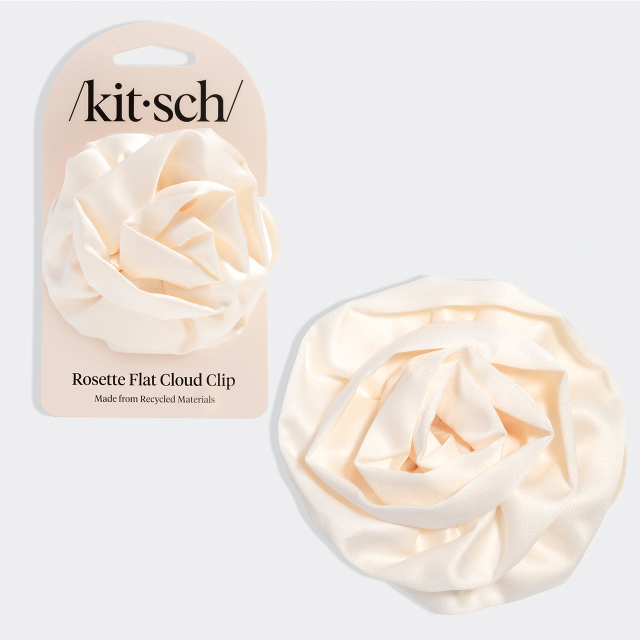 π₯ Hot Sale | Satin Rosette Flat Cloud Clip in Cream - Medium - Special Deal Today