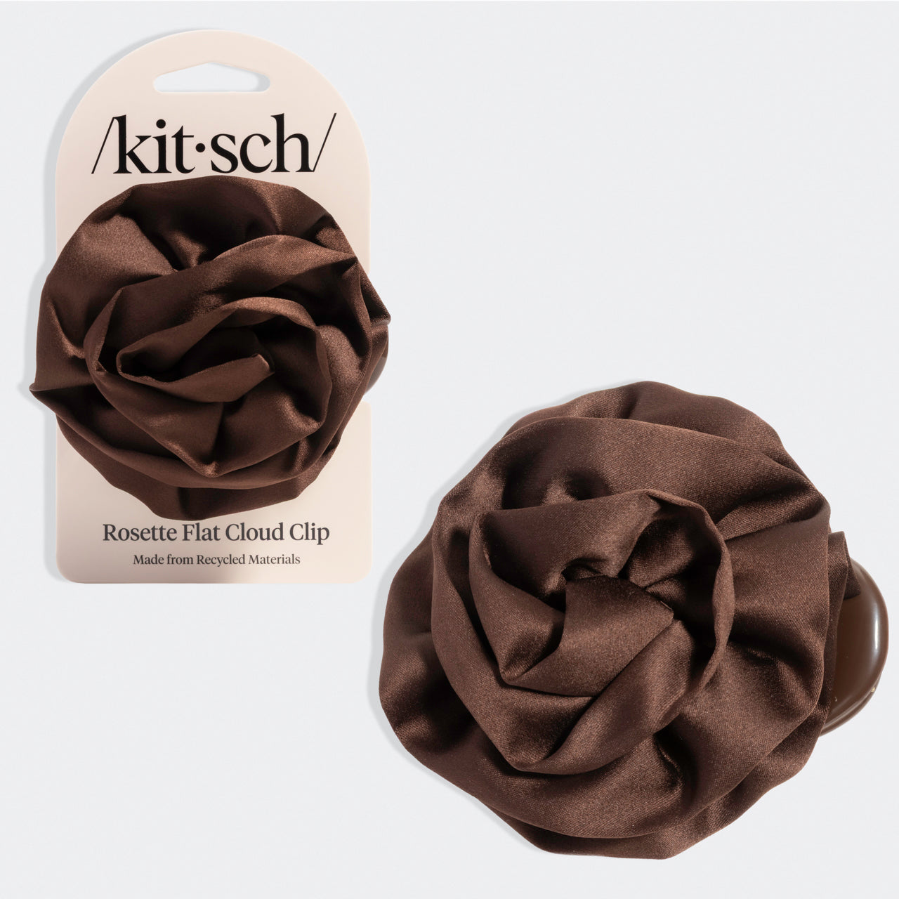 ⏳ Limited Edition | Satin Rosette Medium Flat Cloud Clip - Chocolate - Free Shipping