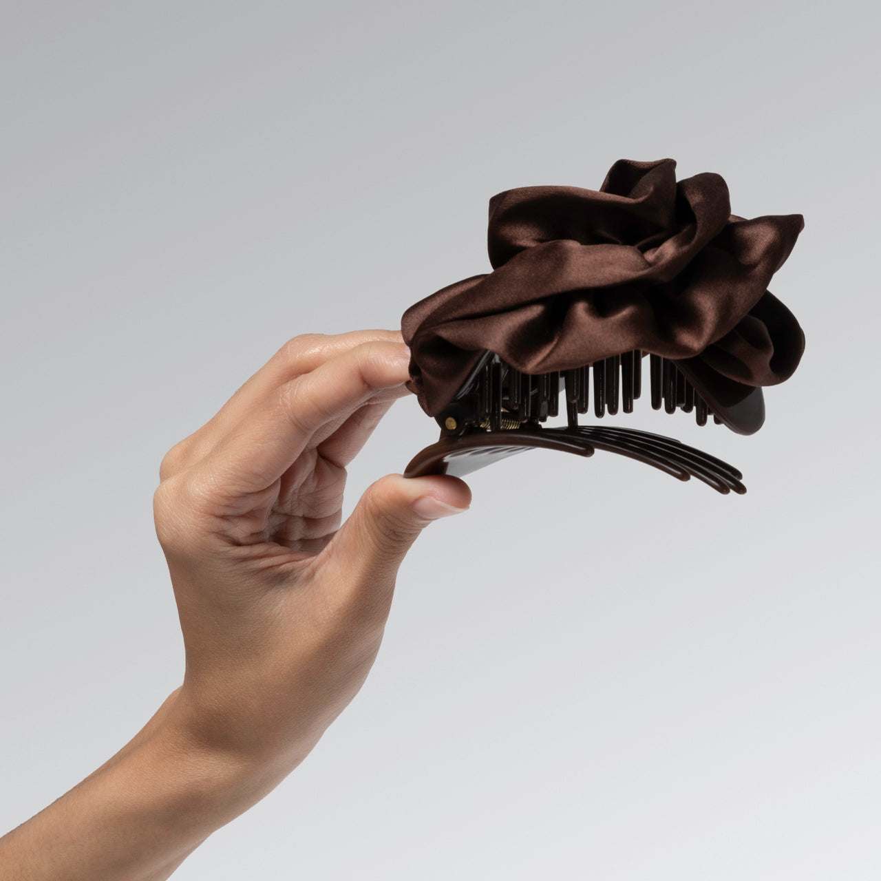 ⏳ Limited Edition | Satin Rosette Medium Flat Cloud Clip - Chocolate - Free Shipping - Image 5