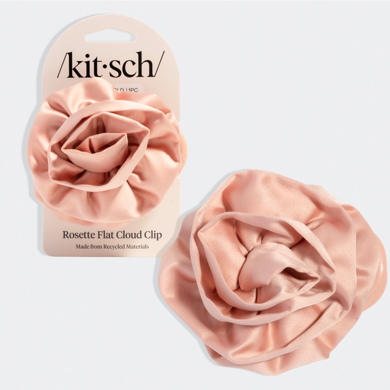 π Premium | Satin Rosette Flat Cloud Clip in Terracotta - Medium - Fast Delivery
