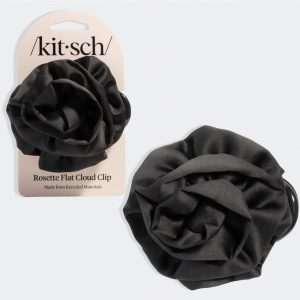 ⏳ Limited Edition | Satin Rosette Flat Cloud Clip in Black - Medium - Special Deal Today