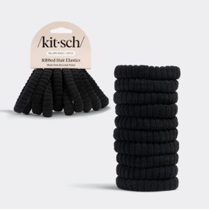 ⭐ Top Rated | Black Ribbed Hair Elastics - Premium Quality
