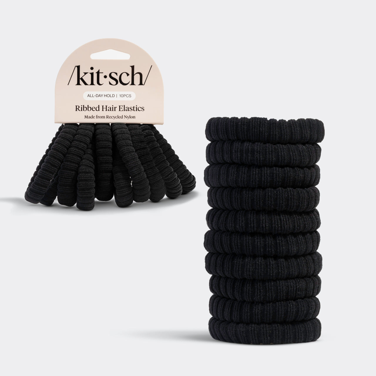 ⭐ Top Rated | Black Ribbed Hair Elastics - Premium Quality