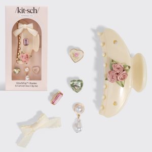✨ Must Have | KitschPop Curved Claw Clip & Charms in Pearlized Cream - 60% Off