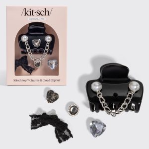 ⭐ Top Rated | KitschPop Cloud Clip & Charms in Vintage Black - Fast Delivery