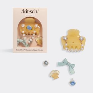 🏆 Best Seller | KitschPop Coastal Cottage Cloud Clip Set in Butter Yellow - Fast Delivery