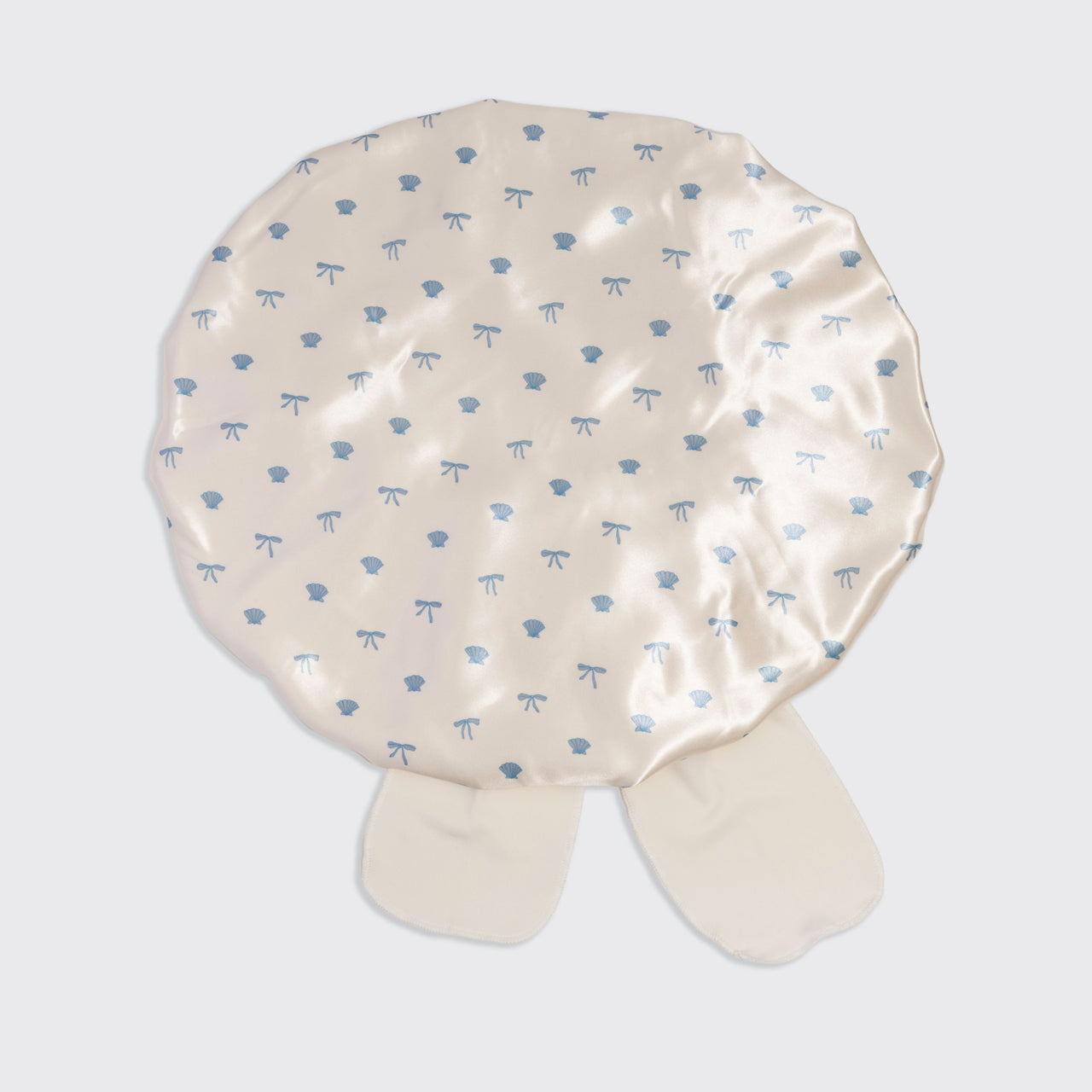 ๐ Best Seller | Pearlized Cream & Coastal Blue Print Oversized Satin Bonnet - Special Deal Today - Image 5