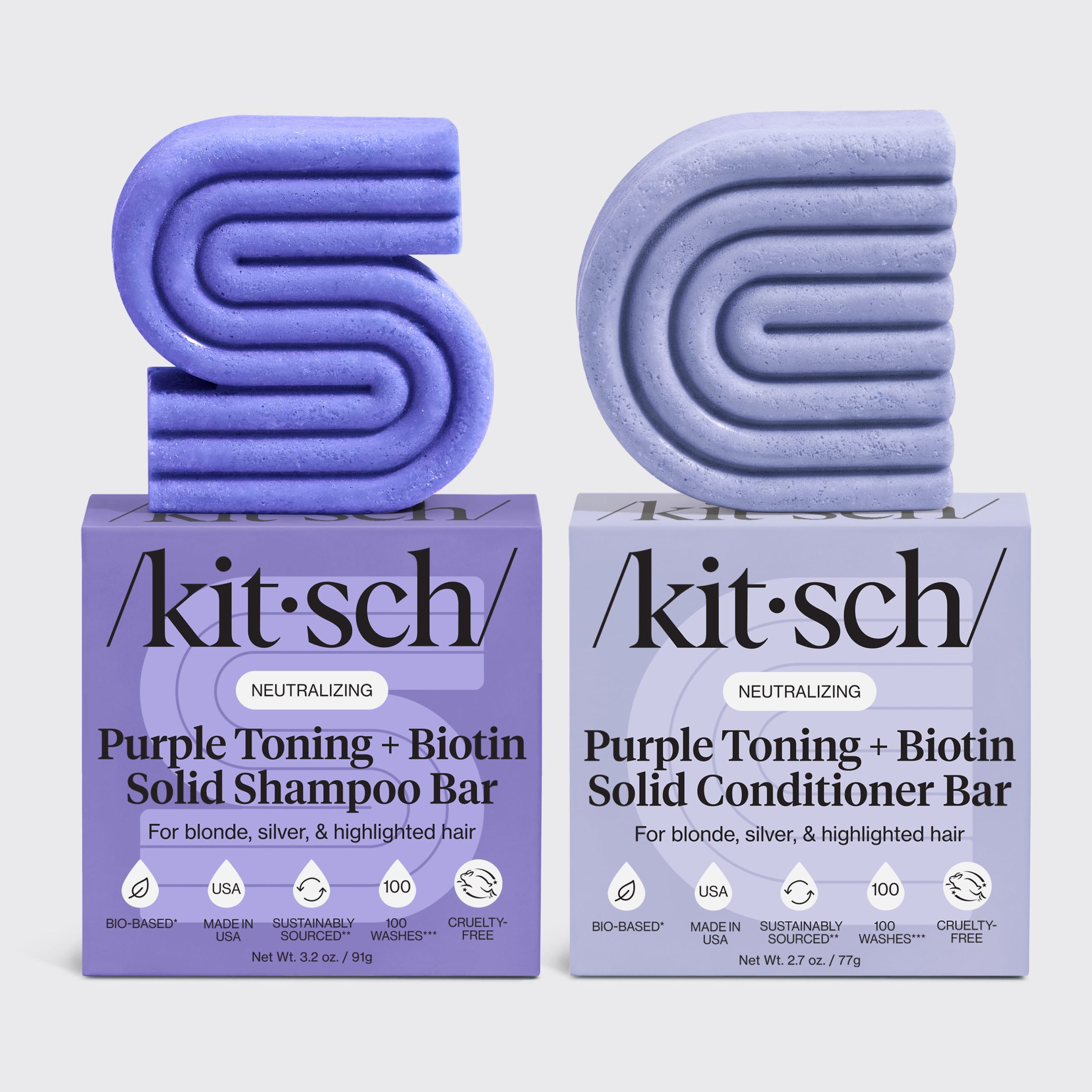 💎 Premium | Purple Toning Shampoo & Conditioner Bar Combo for Color-Treated & Grey Hair - 60% Off