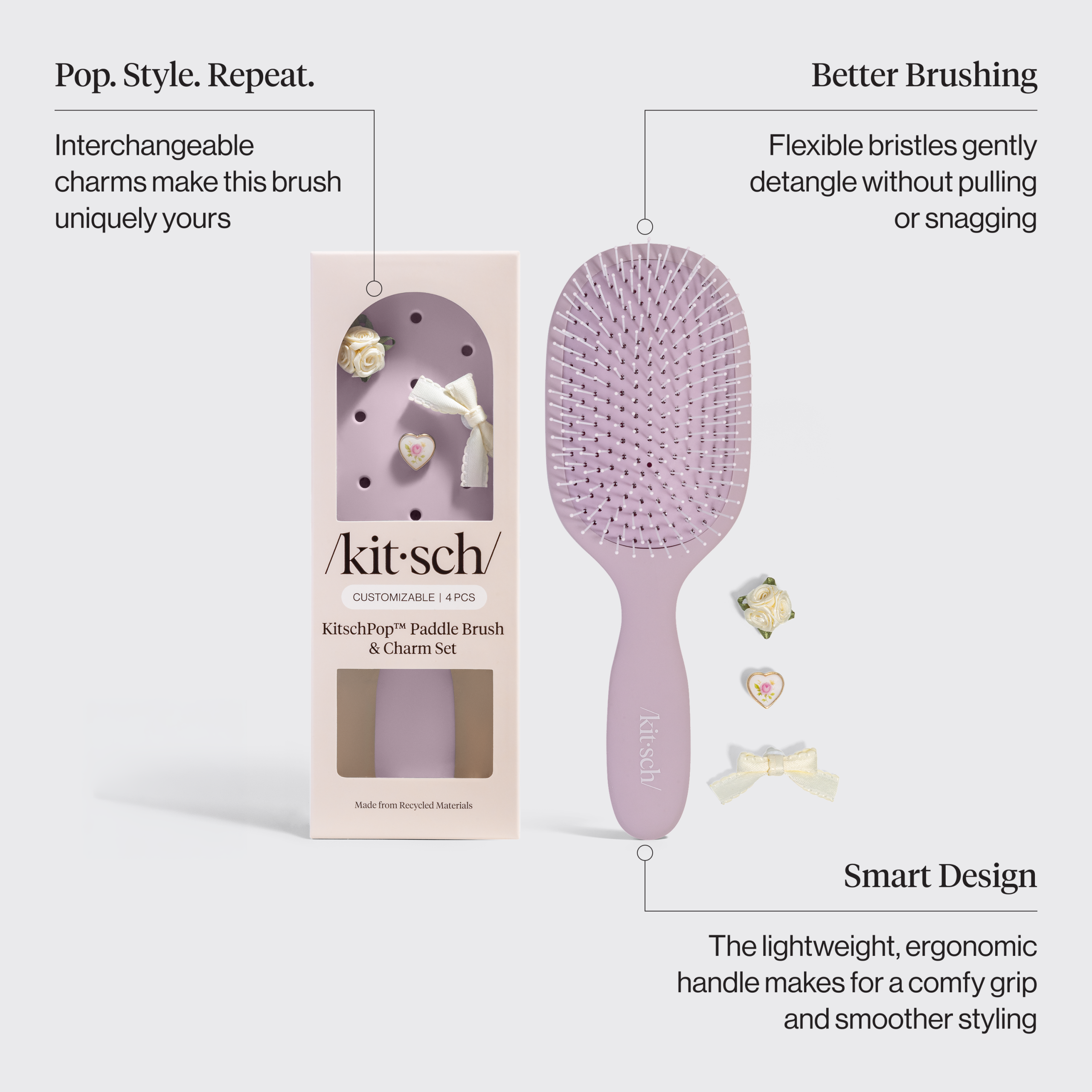 π Premium | KitschPop Paddle Brush in Soft Violet - 60% Off - Image 2