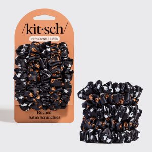 🏆 Best Seller | Ghosts & Pumpkins Ruched Satin Scrunchies 5pc Set - Fast Delivery