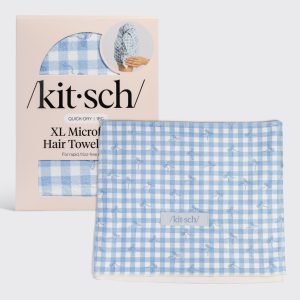 🔥 Hot Sale | Gingham Blue XL Hair Towel Wrap - Fast Delivery