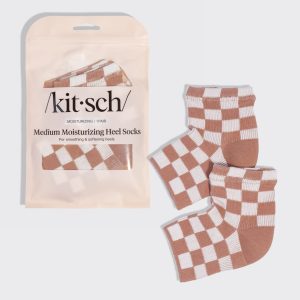 ⏳ Limited Edition | Terracotta Checker Moisturizing Heel Socks - Medium - Premium Quality
