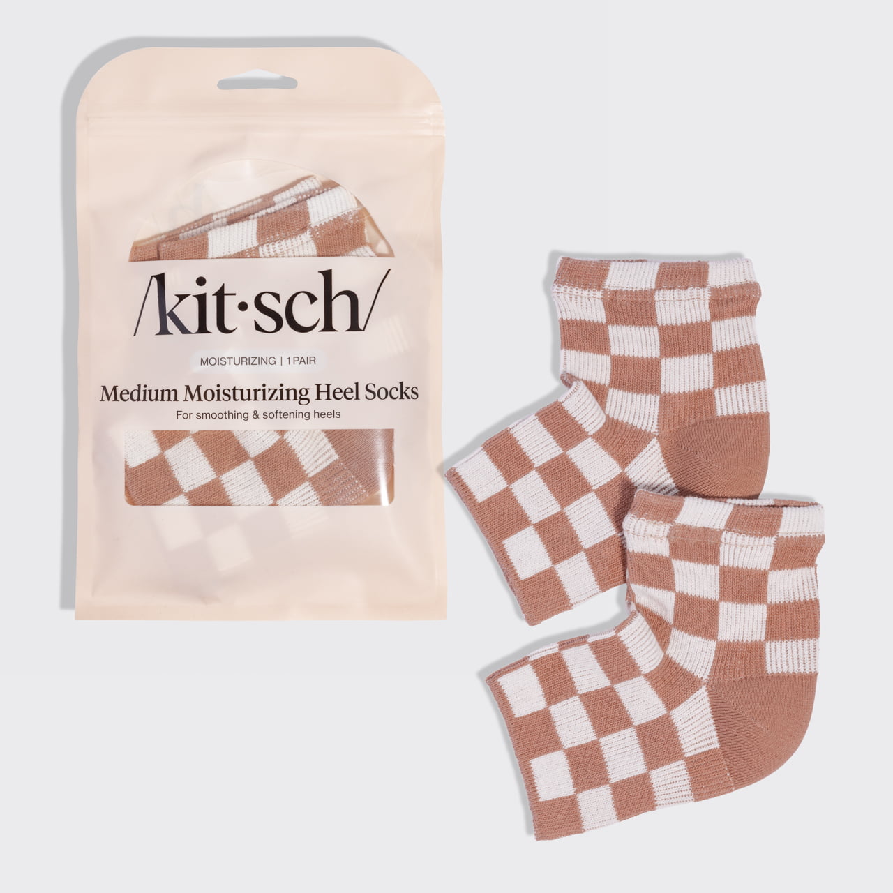 ⏳ Limited Edition | Terracotta Checker Moisturizing Heel Socks - Medium - Premium Quality
