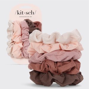 ✨ Must Have | Assorted Textured Scrunchies 5pc Set - Terracotta - Fast Delivery