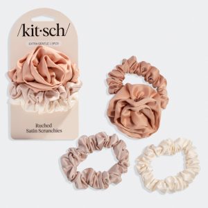 ⭐ Top Rated | Terracotta Rosette Ruched Satin Scrunchies - Free Shipping