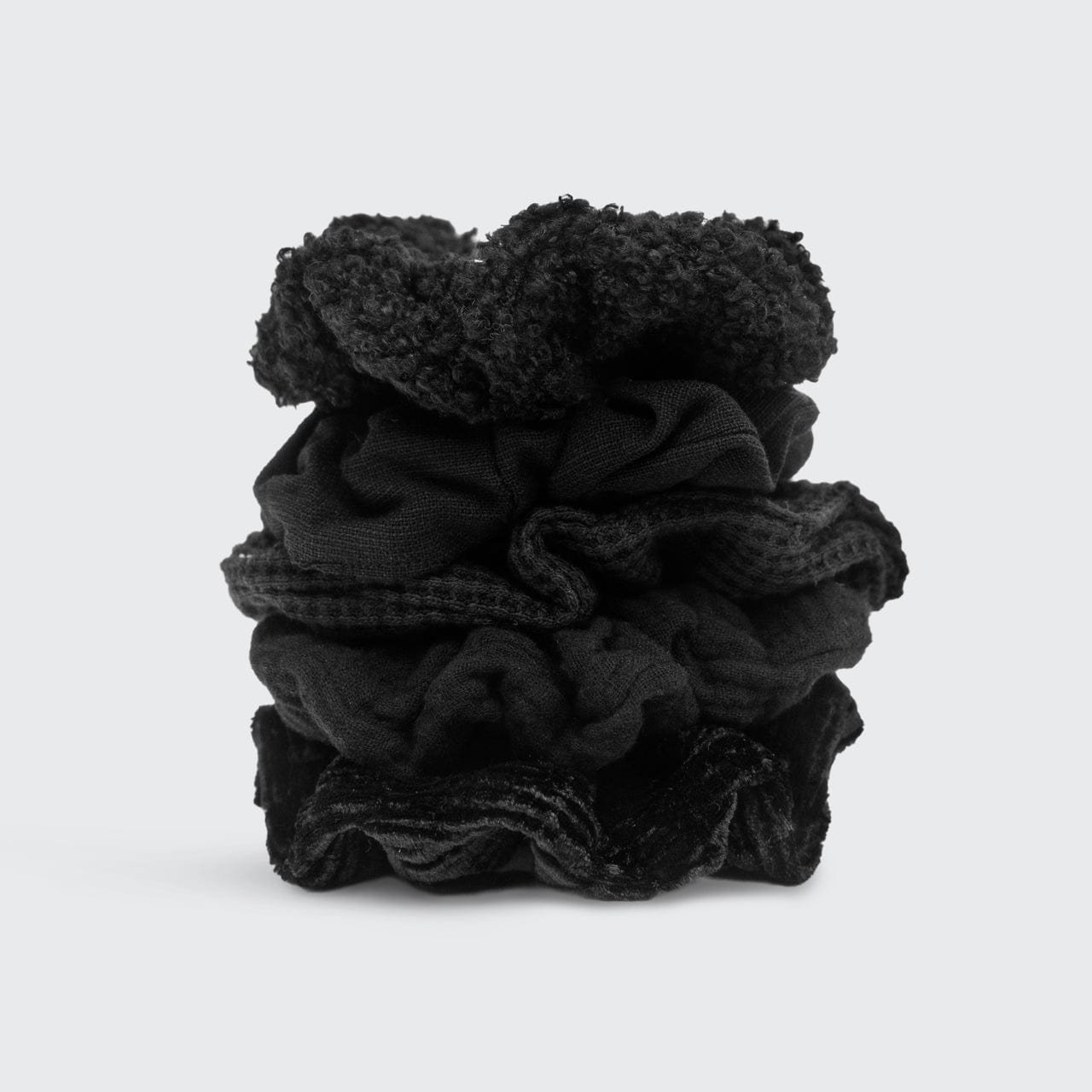 💎 Premium | Assorted Textured Scrunchies in Black - Fast Delivery - Image 3