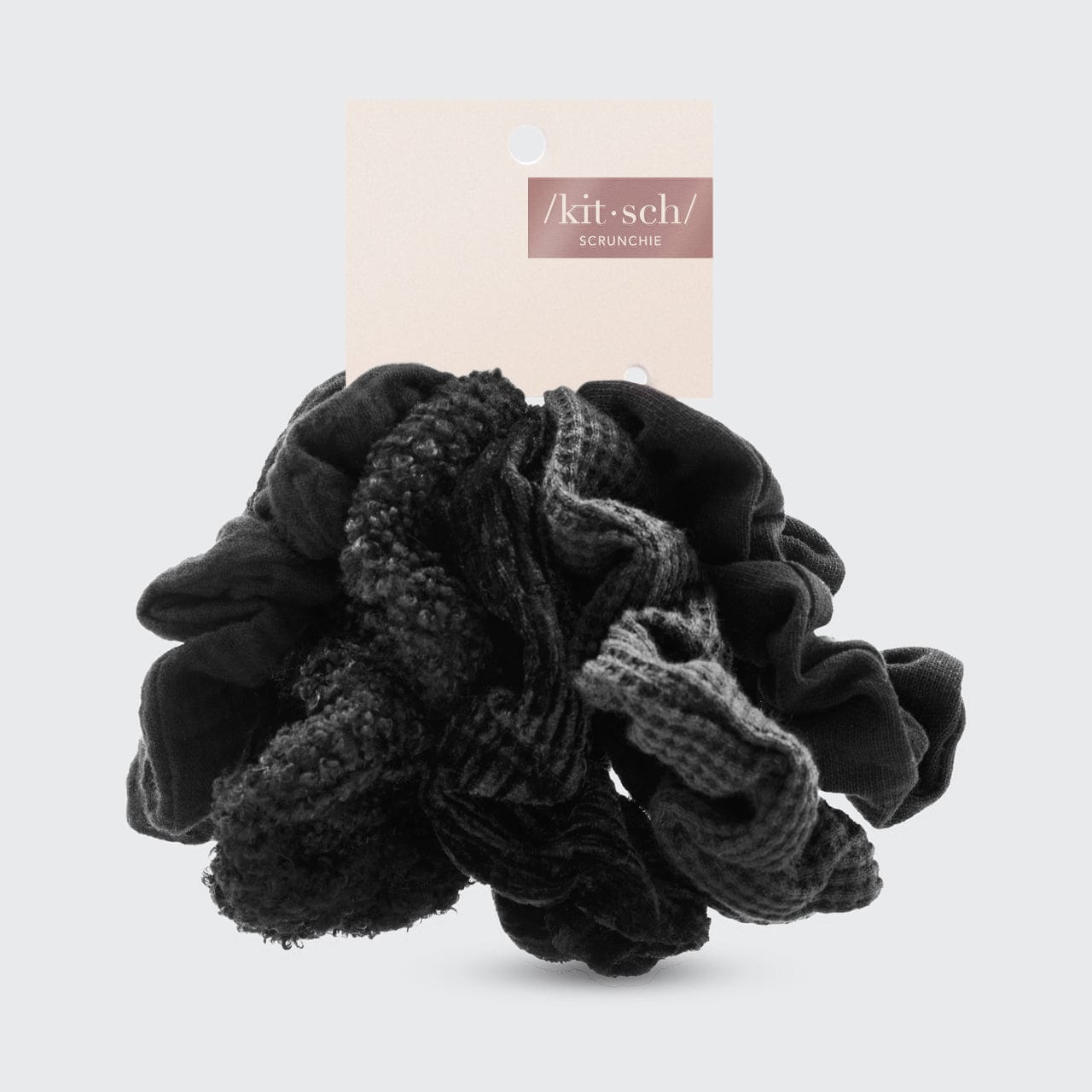 💎 Premium | Assorted Textured Scrunchies in Black - Fast Delivery - Image 4