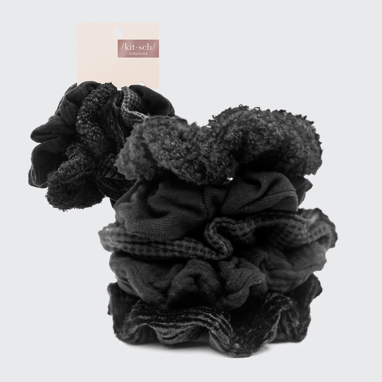 💎 Premium | Assorted Textured Scrunchies in Black - Fast Delivery