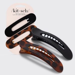 ⭐ Top Rated | Black & Tort Flat Lay Claw Clips 2pc Set - Free Shipping