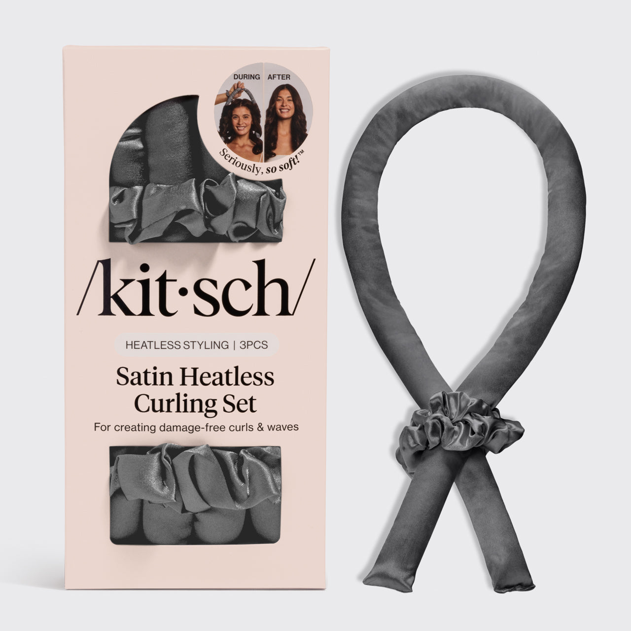 ⏳ Limited Edition | Charcoal Satin Heatless Curling Set - Premium Quality