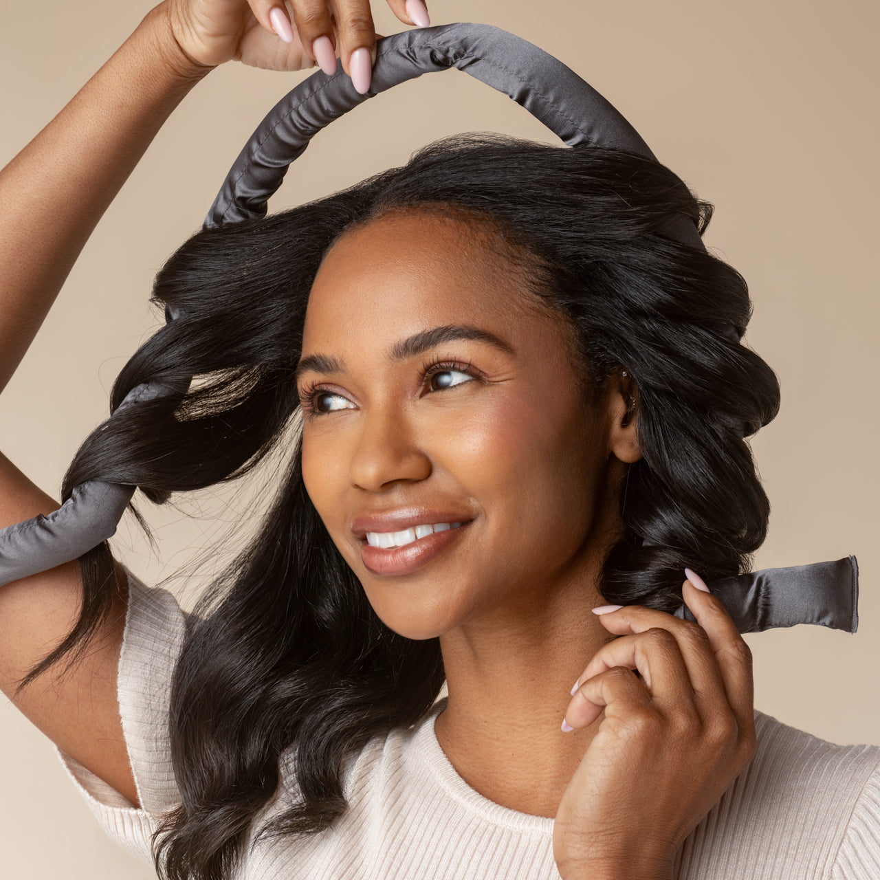 ⏳ Limited Edition | Charcoal Satin Heatless Curling Set - Premium Quality - Image 3